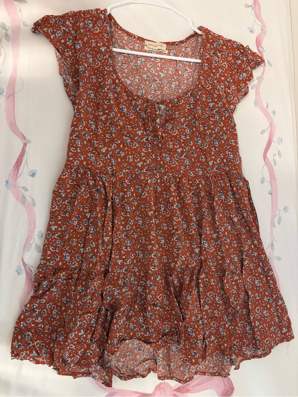 Urban Outfitters Rust Floral Babydoll Dress